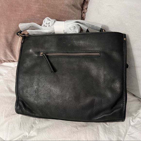 American Leather Company (NEW) genuine leather Lenox Triple Entry Satchel in BLK - Picture 3 of 10